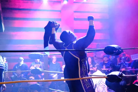 Tyree Taylor - Focus Pro Wrestling Champion - Lifts the belt in the ring